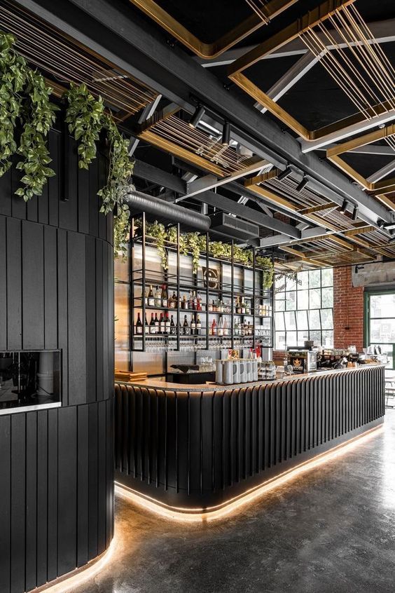 طراحی کافه رستوران مدرن با تم تیره