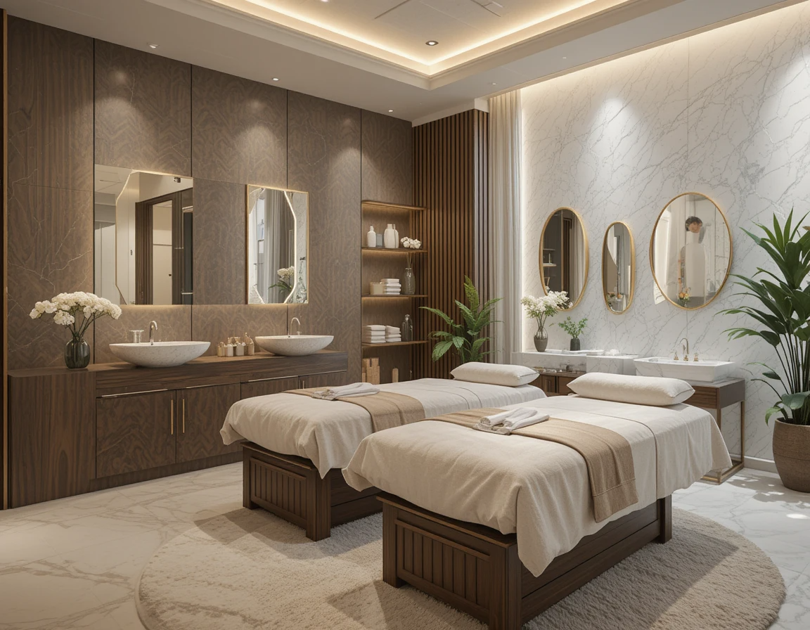 اتاق ماساژ شیک در سالن زیبایی مدرن