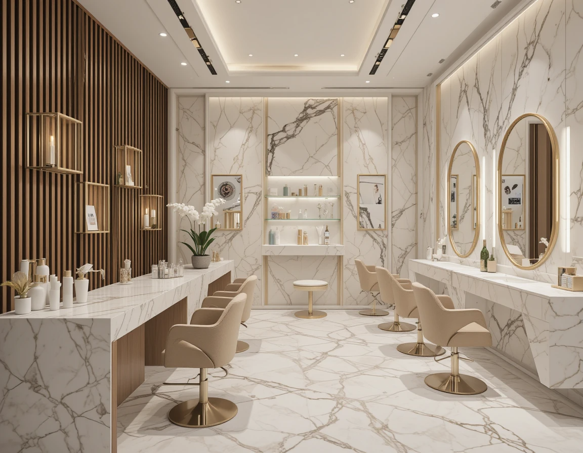 دکور سالن زیبایی کوچک با سنگ ماربل