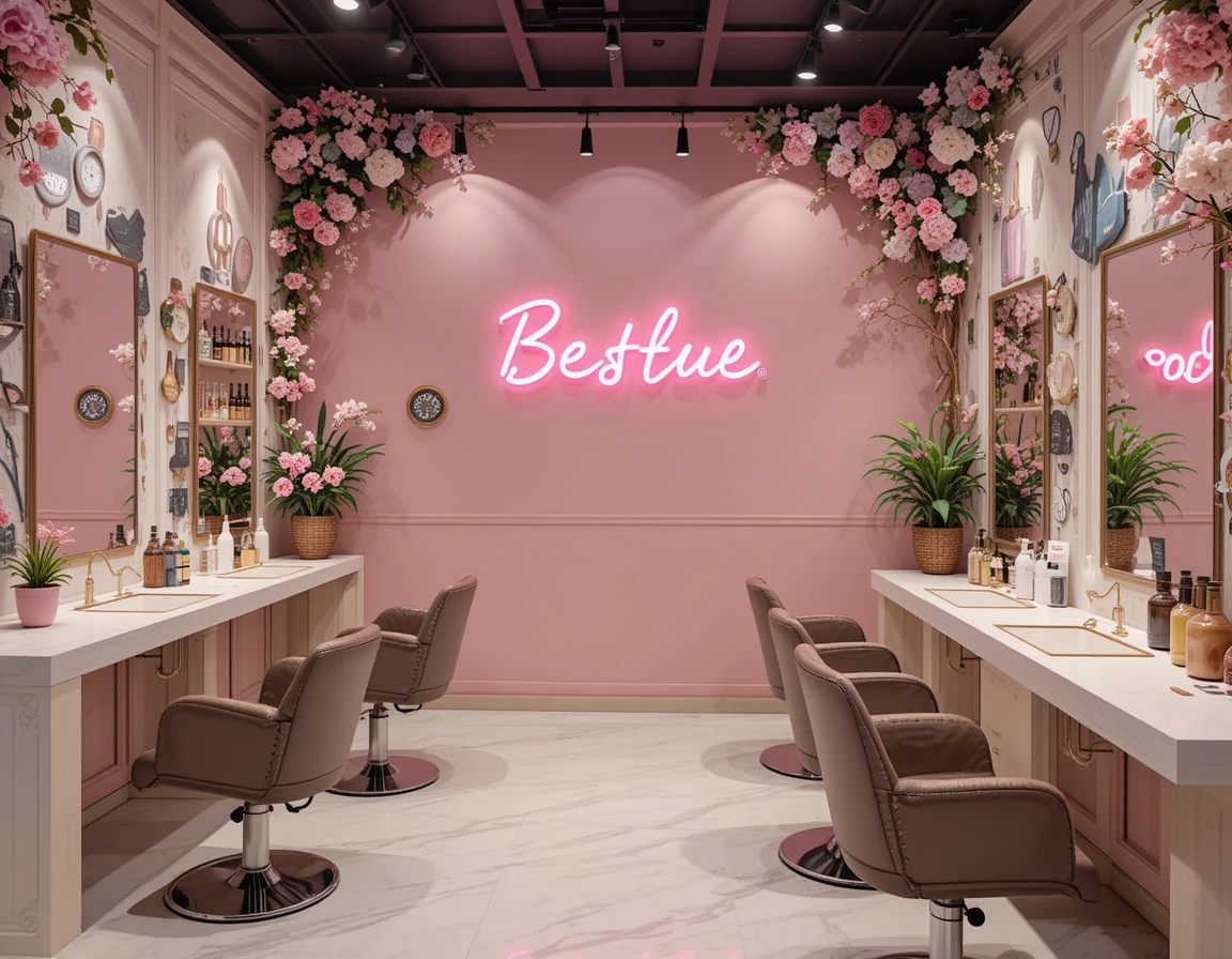دکوراسیون سالن زیبایی با اسم برند در فضاهای مختلف