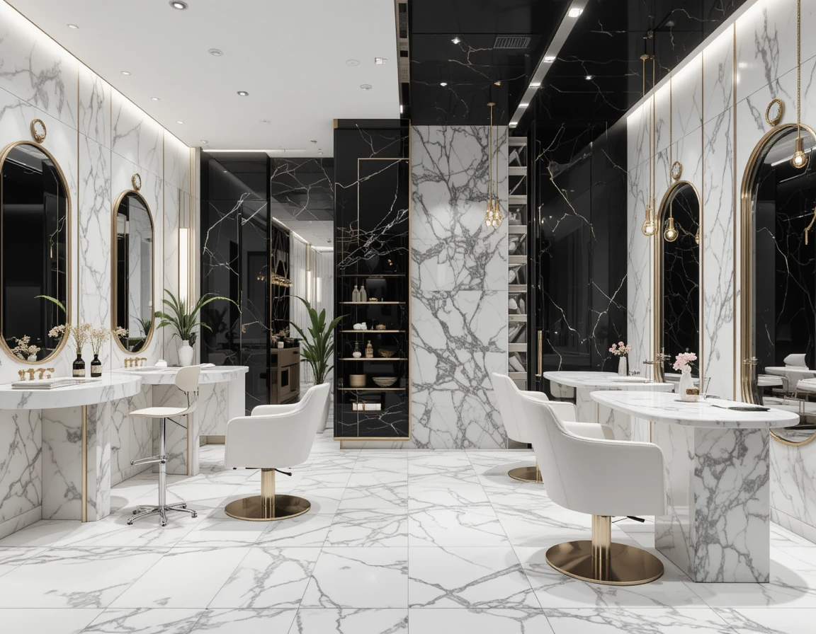 طراحی سالن زیبایی با تم سیاه و سفید