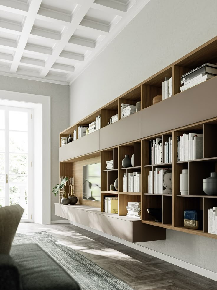 کتابخانه در طراحی داخلی آپارتمان