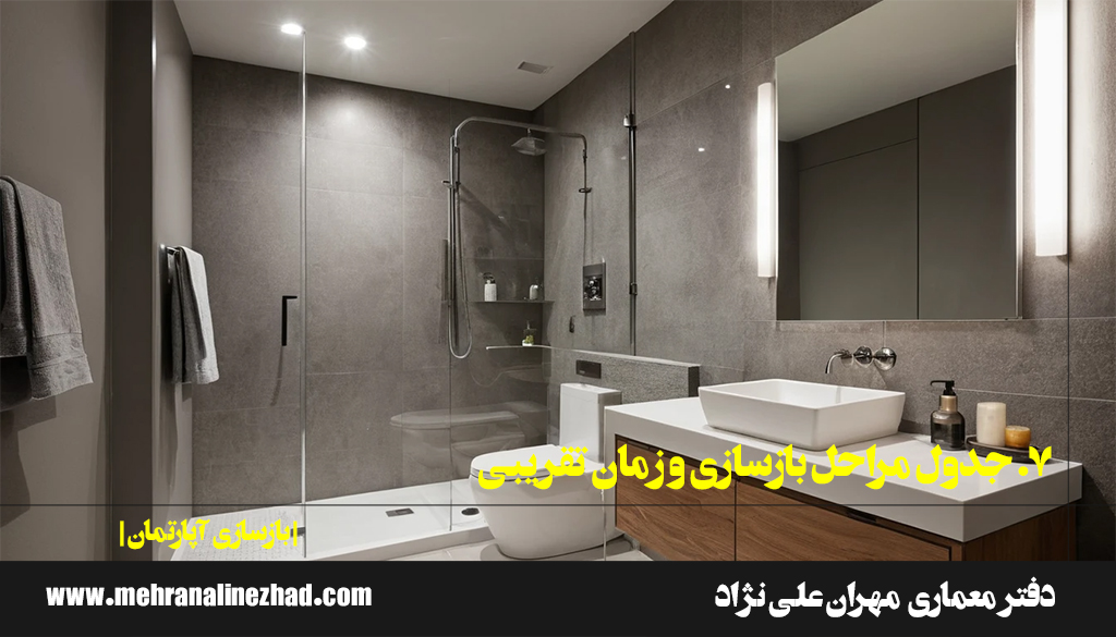 7. جدول مراحل بازسازی و زمان تقریبی - بازسازی آپارتمان - دفتر معماری مهران علی نژاد